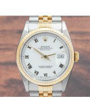 Rolex Datejust 16233 White Roman Dial 36mm Jubilee 18K/Stainless Steel Watch