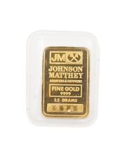 Johnson Matthey 2.5 Gram Gold Bar Sealed .9999 Fine JM Logo Vintage Bullion