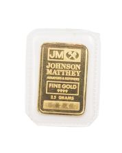 Johnson Matthey 2.5 Gram Gold Bar Sealed .9999 Fine JM Logo Vintage Bullion