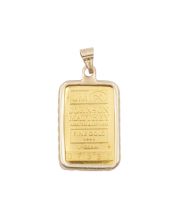 Johnson Matthey 1 Gram Gold Bar Pendant 9999 Fine in 14K Yellow Gold Bezel 1.35g Total