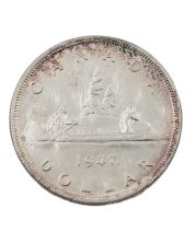 1947 Maple Leaf Canada silver $1 dollar EF
