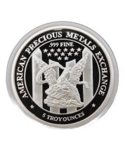APMEX American Precious Metals Exchange 5 oz .9999 Fine Silver Round - Eagle & Flag Design