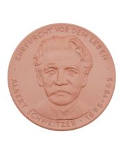 Meissen Porcelain medal 65mm original box Albert Schweitzer Choice Uncirculated