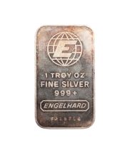 Engelhard 1 Troy Oz Fine Silver Bar Canada Bull Logo – 999+ Vintage, Serial FP68716