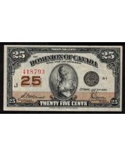 1923 Canada 25 Cent banknote McCavour Saunders 418793 DC-25c VF+