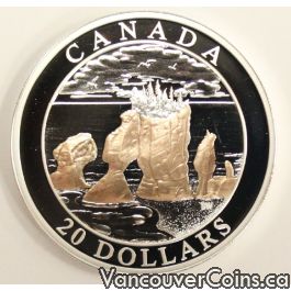 2004 Canada $20 Silver Proof Coin Hopewell Rocks Natural Wonders Coin ...