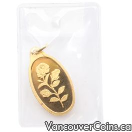 10 gram PAMP Suisse Rose Pendant Pure Gold Oval Sealed