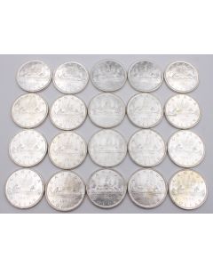 20X 1965 Canada Small Beads Blunt 5 Type 2 silver dollars Uncirculated or better