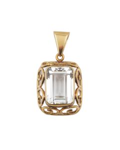 14K Yellow Gold 7.85ct Emerald-Cut Aquamarine Pendant 