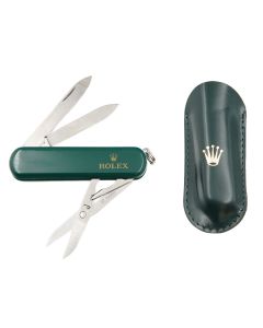 Rolex Wenger Delémont Switzerland Pocket Knife with Green Leather Rolex Sheath 