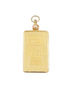 Credit Suisse 5 Gram Gold Bar Pendant – 999.9 Fine – Serial #975997 14K Gold Bezel 