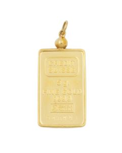 Credit Suisse 5 Gram Gold Bar Pendant 999.9 Fine 14K Yellow bezel Serial #948441