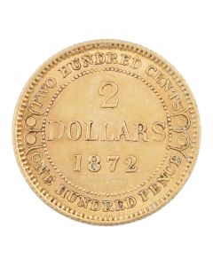 1872 Newfoundland $2 gold coin nice original AU