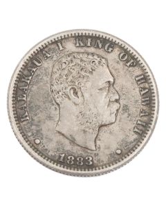 1883 hawaii silver quarter dollar 25c nice a/EF
