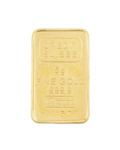 Credit Suisse 5 Gram Gold Bar – .9999 Fine Gold with Serial Number