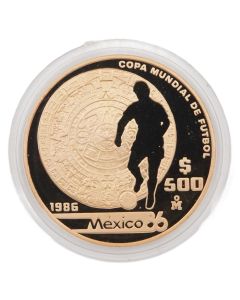 1986 Mexico Gold 500 Pesos Proof World Cup G500P 17.28g .900 Gold - 1/2 oz pure