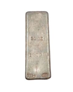 Vintage 50 oz JM Johnson Matthey Silver Poured Loaf Bar X Serial