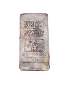 Vintage JM Johnson Matthey 10 oz Silver Bar – Blank Reverse, Toned, Unsealed
