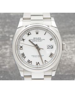 Rolex Datejust 36 126200 2021 White Dial Roman Numerals Stainless Steel Watch