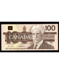 1988 Canada $100 RADAR banknote Bonin Thiessen BJH 9378739 nice UNC+