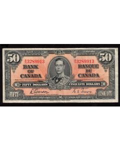 1937 Canada $50 banknote Gordon Towers B/H 4545280 VF