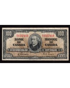 1937 Canada $100 banknote Gordon Towers B/J 1557413 VF