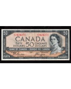 1954 Canada $50 devils face banknote Beattie Coyne A/H 2424271 FINE+