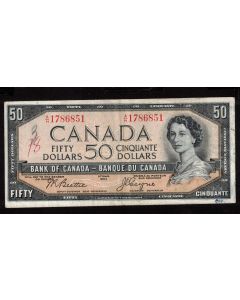 1954 Canada $50 devils face banknote Beattie Coyne A/H 1786851 FINE