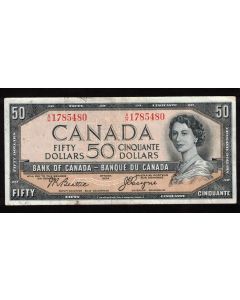 1954 Canada $50 devils face banknote Beattie Coyne A/H 1785480  F/VF