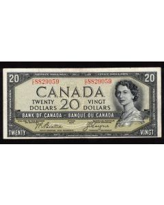 1954 Canada $20 devils face banknote Beattie Coyne C/E 8829059 VF reverse ink