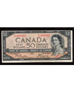 1954 Canada $50 devils face banknote Beattie Coyne A/H 1498985 FINE