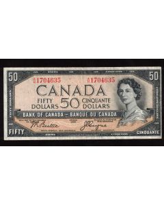 1954 Canada $50 devils face banknote Beattie Coyne A/H 1704635 F/VF