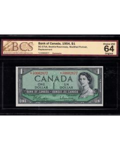 1954 Canada $1 replacement note  BC-37bA *I/O 0602677 BCS CH UNC-64