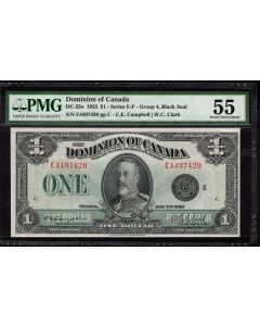 1923 Canada $1 banknote DC-25o Campbell Clark E4497420 PMG AU55