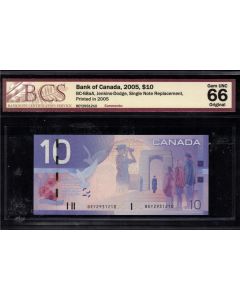 2005 Canada $10 replacement note Jenkins Dodge BEY2931210 BCS GEM UNC-66