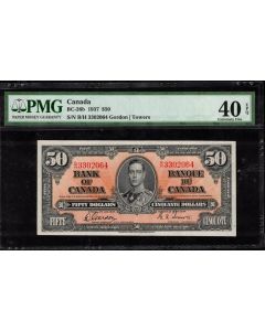 1937 Canada $50 banknote Gordon Towers B/H3302064 BC-26b PMG EF40 EPQ