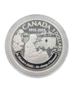 2015 Canada $3 Silver Proof Coin In Flanders Fields 100th Anniversary John McCrae