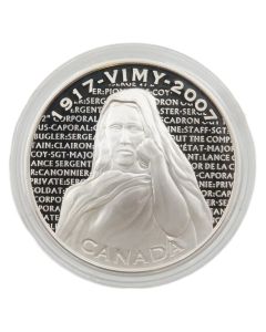 2007 Canada $30 Sterling Silver Coin Vimy Ridge Memorial High Relief Proof RCM