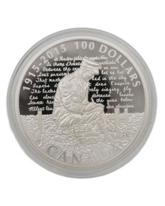 2015 Canada $100 Silver Proof Coin In Flanders Fields 100th Anniversary 10 oz 