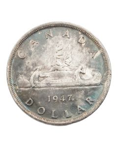 1947 Maple Leaf Canada silver $1 dollar nice EF/AU Toned 