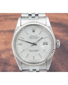 Rolex Datejust 16014 Silver Linen Dial 36mm Stainless Steel Jubilee Mens Watch