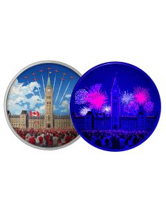 2017 $30 Canada Day 2 oz Pure Silver Coin Glow in the Dark Box & COA
