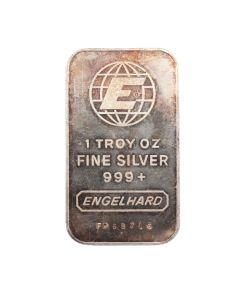 Engelhard 1 Troy Oz Fine Silver Bar Canada Bull Logo – 999+ Vintage, Serial FP68716