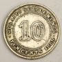 1889 Straits Settlements 10 Cents silver coin a/VF