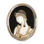 ERTE Salome Brooch Sterling 14K yg Diamonds Rubies Mother of Pearl & Onyx