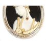 ERTE Salome Brooch Sterling 14K yg Diamonds Rubies Mother of Pearl & Onyx