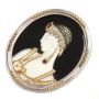 ERTE Salome Brooch Sterling 14K yg Diamonds Rubies Mother of Pearl & Onyx