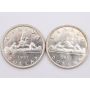 1957 one water line plus 1957 regular Canada silver dollars Choice UNC