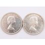 1957 one water line plus 1957 regular Canada silver dollars Choice UNC
