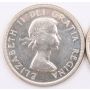 1957 one water line plus 1957 regular Canada silver dollars Choice UNC